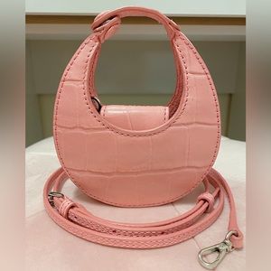 staud micro moon bag pink